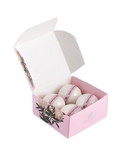 Lot de 4 Bombes de Bain Luxueuses, Pivoine et Vitamine E, 125g de Magrada