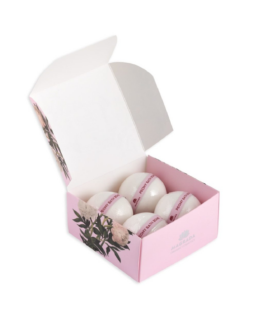 Lot de 4 Bombes de Bain Luxueuses, Pivoine et Vitamine E, 125g de Magrada