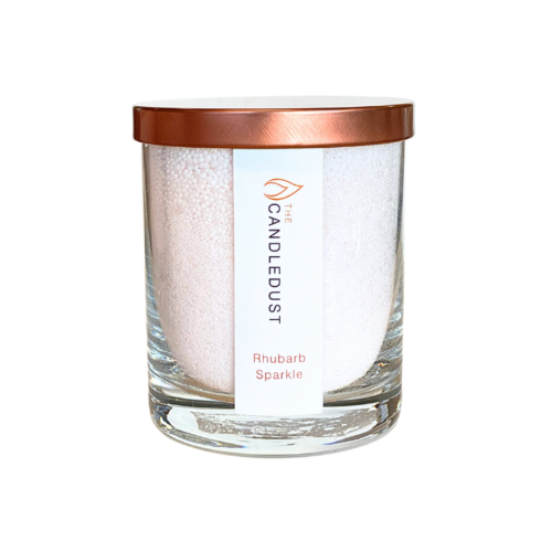 Bougie en Poudre Champagne Rhubarbe dans un verre